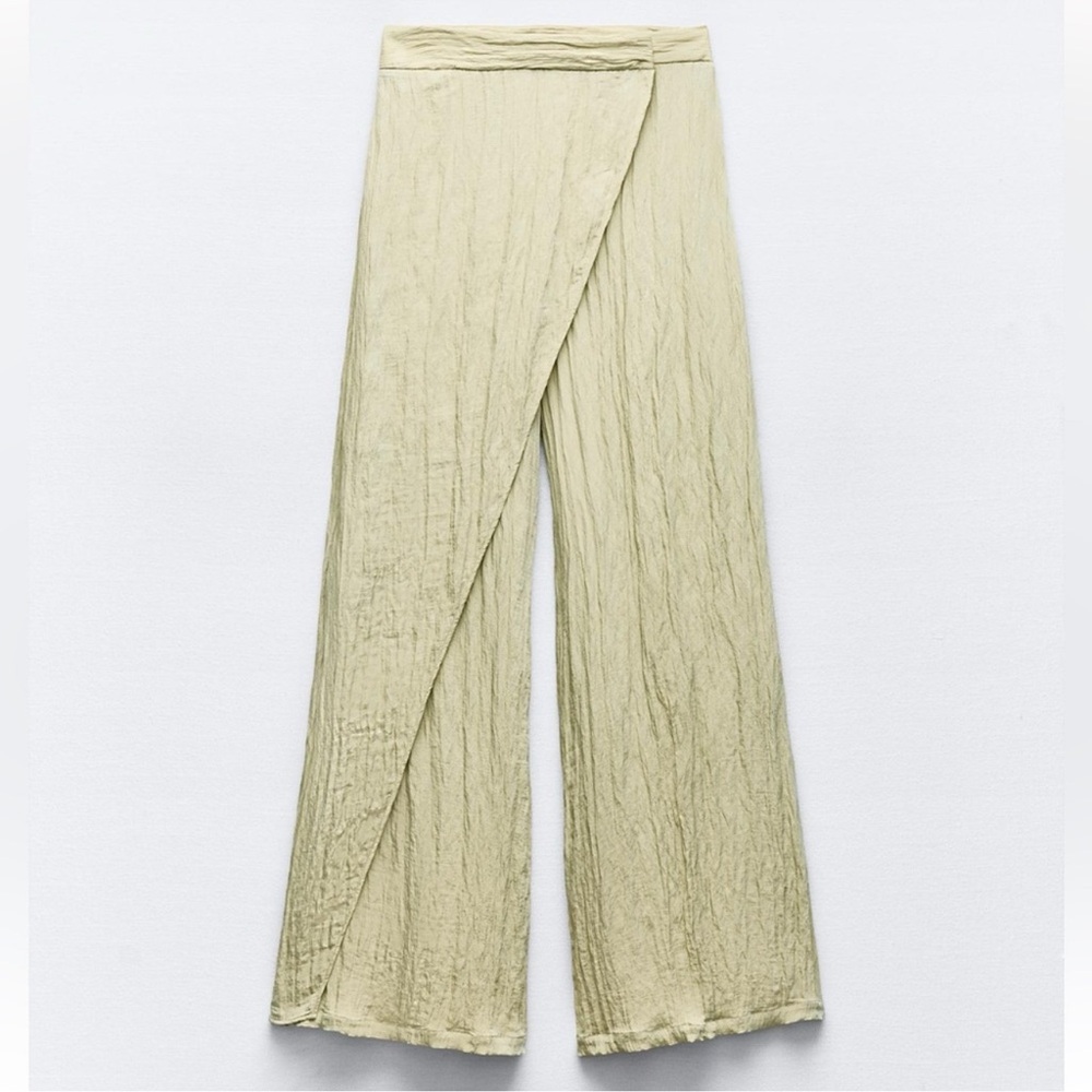Zara - Wrinkled Effect Wrap Pants (Light Khaki)